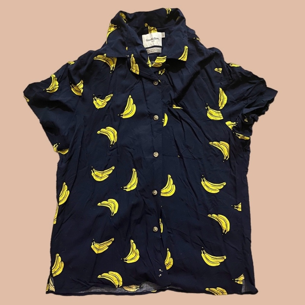 Men's Navy Shirt with Banana Print